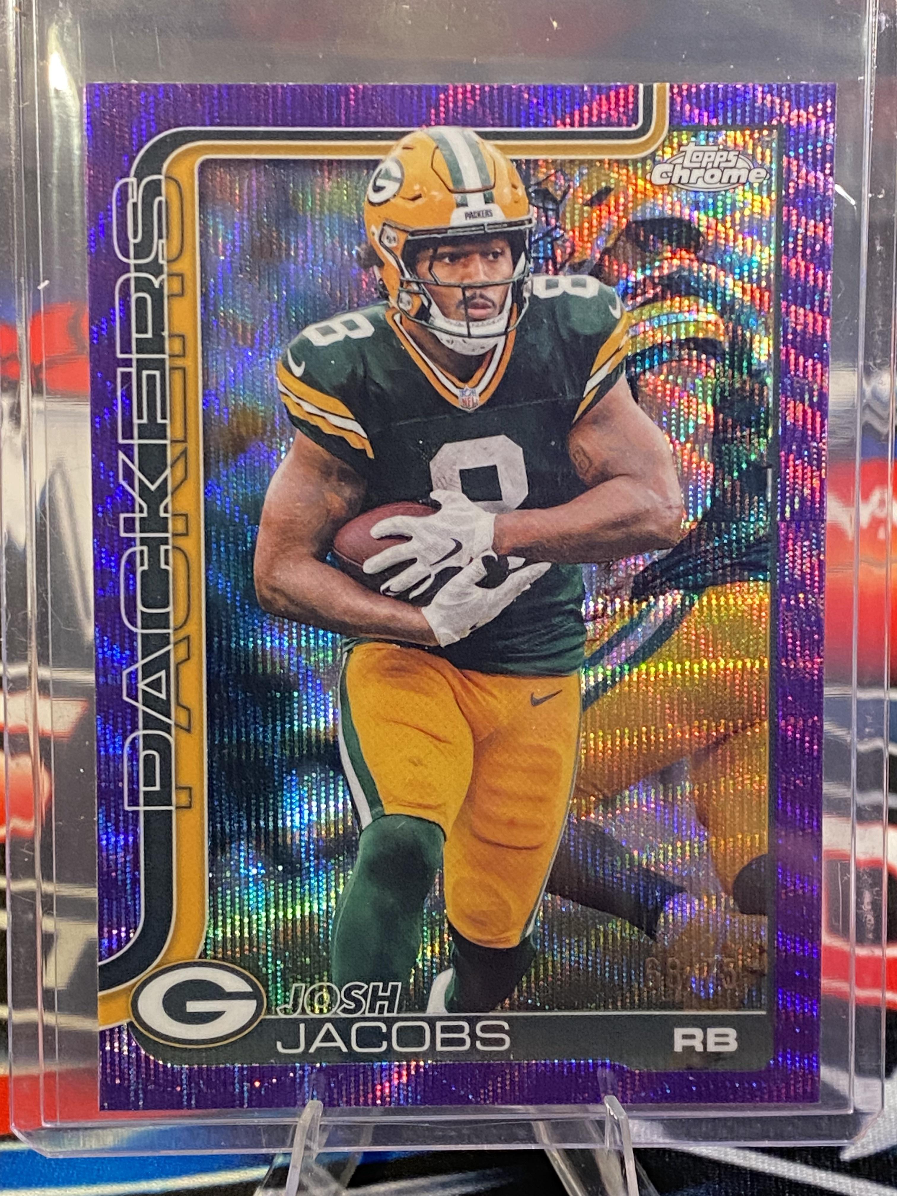 2025 Topps Chrome #110 Josh Jacobs Purple Wave Refractor #/75