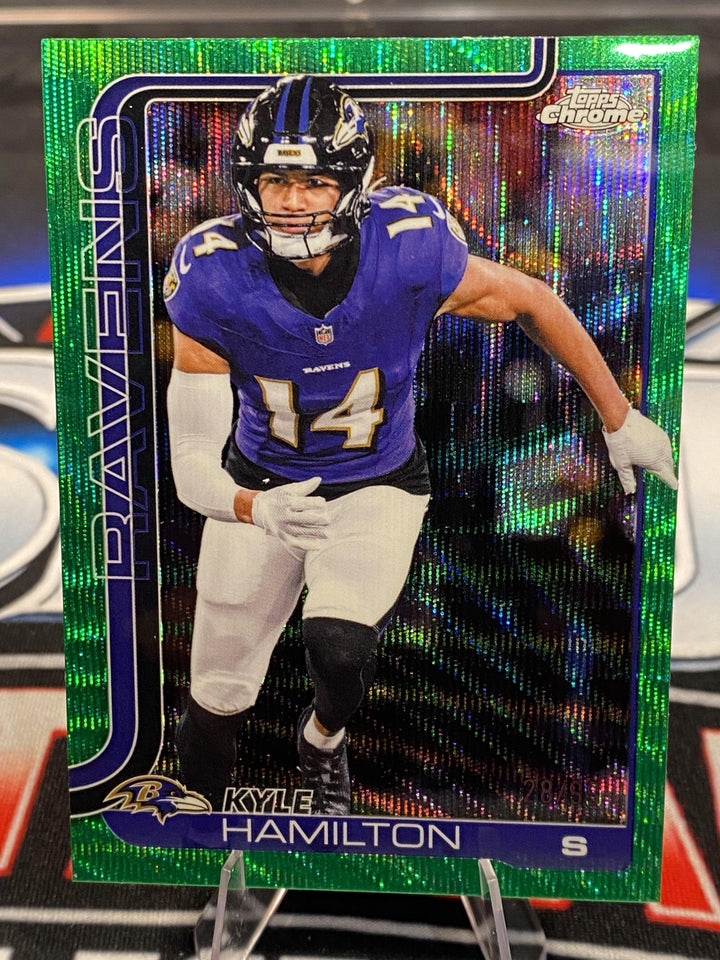 2025 Topps Chrome #29 Kyle Hamilton Green Wave Refractor #/99