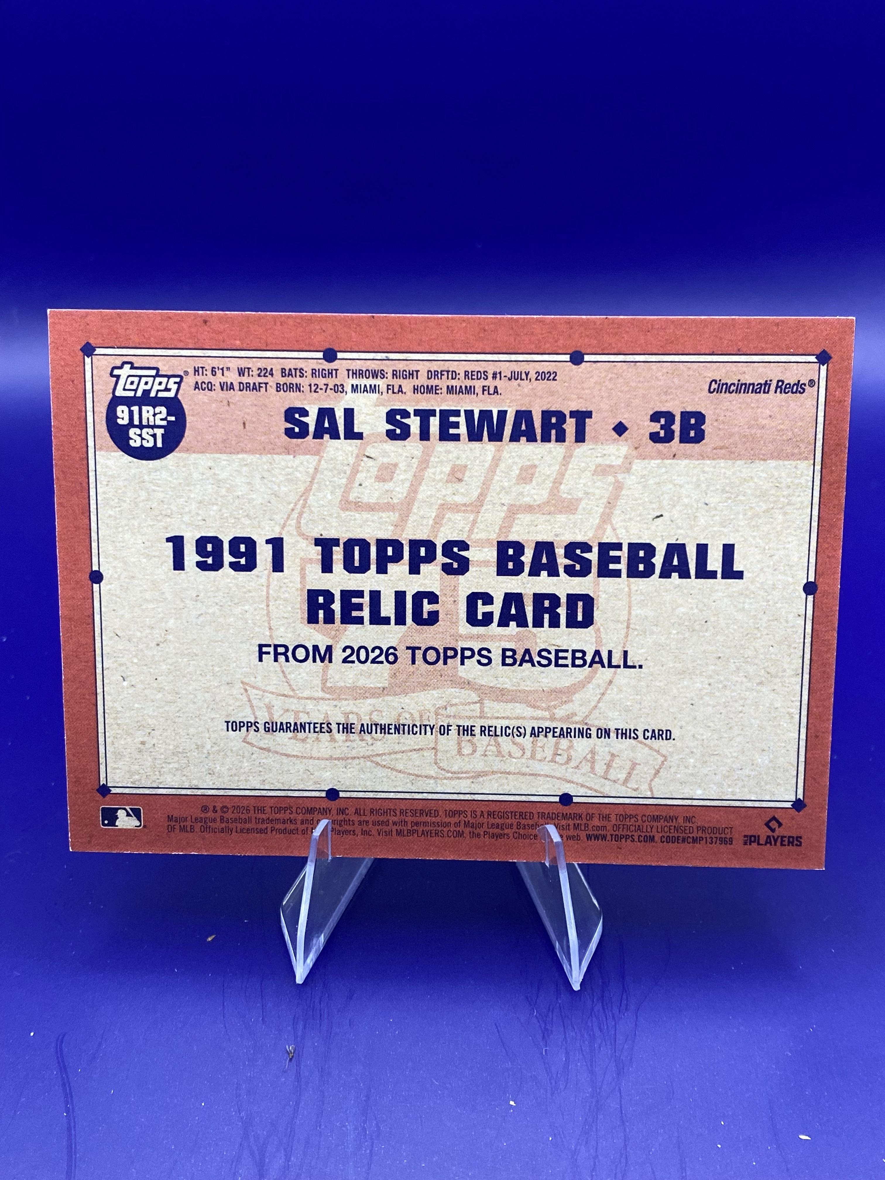 2026 Topps #91R2-SST Sal Stewart 1991 35th Anniversary Relics (Series Two)