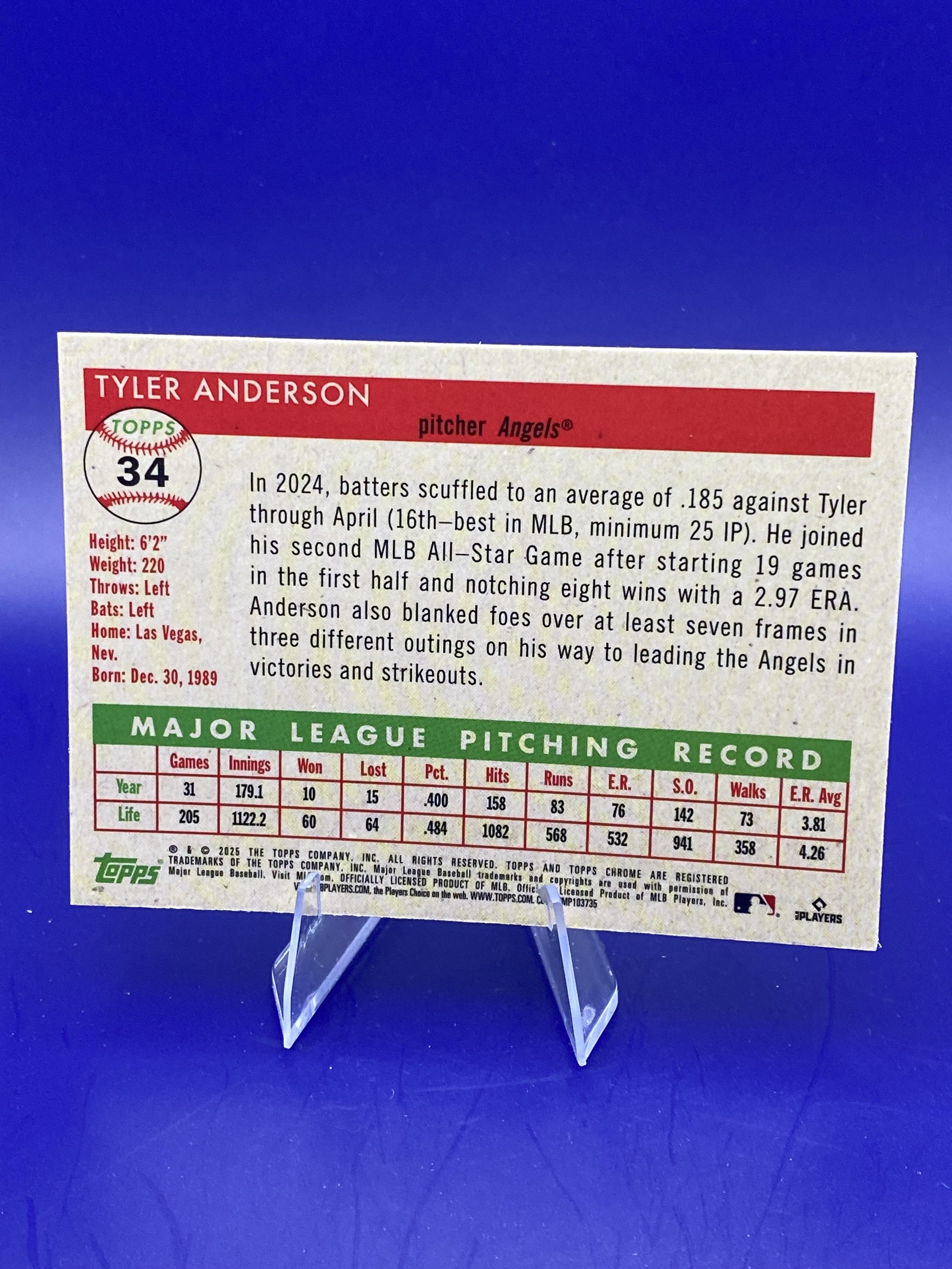 2025 Topps Chrome Platinum #34 Tyler Anderson Green Wave Refractors #/99