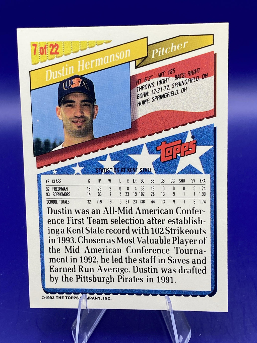 1993 Topps Bazooka Team USA #7 Dustin Hermanson