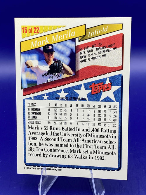 1993 Topps Bazooka Team USA #15 Mark Merila